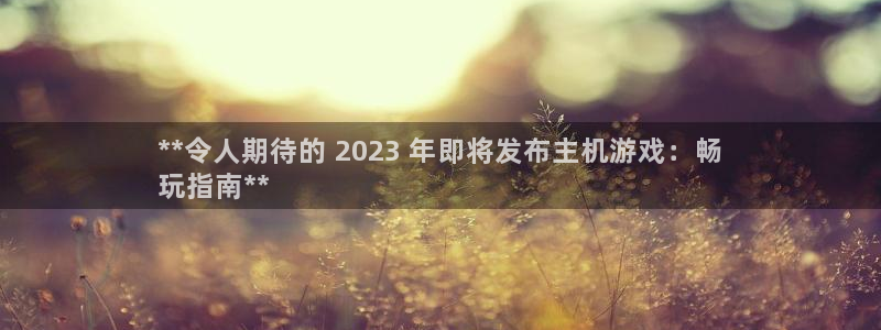 门徒平台途 411031 门徒：**令人期待的 2023 年即将发布主机游戏：畅
玩指南**